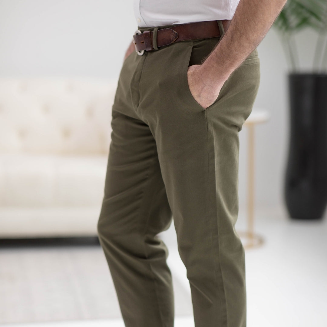 Flat Front 'Fordham' Easy-Cary Chino Twill Pant with Magnetic Closures - Olive