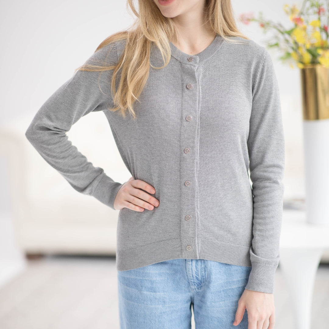 Women's Adaptive Magnetic Front Knit Cardigan Sweater In Grey