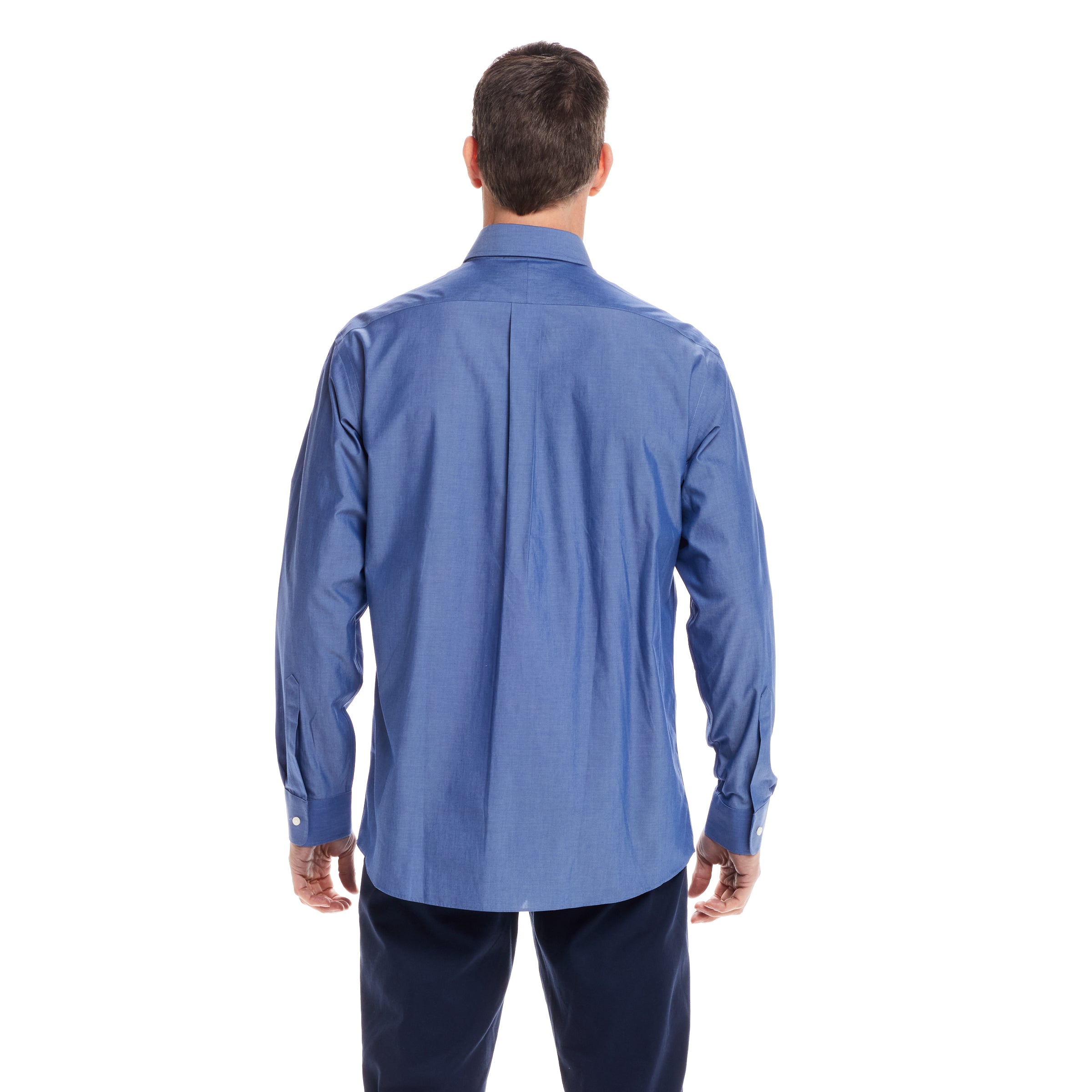 Long Sleeve Blue Chambray Shirt with Magnetic Closures