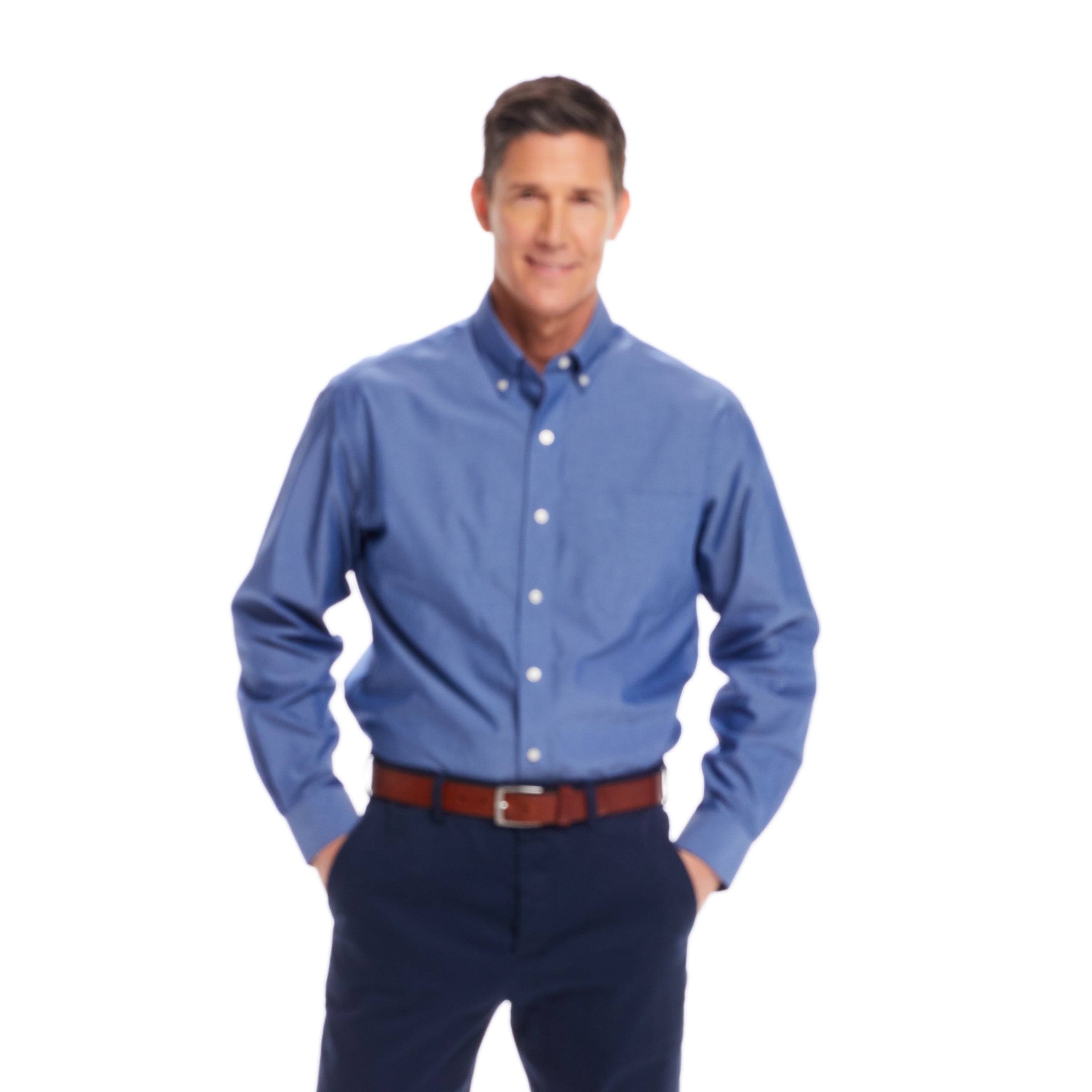 Long Sleeve Blue Chambray Shirt with Magnetic Closures