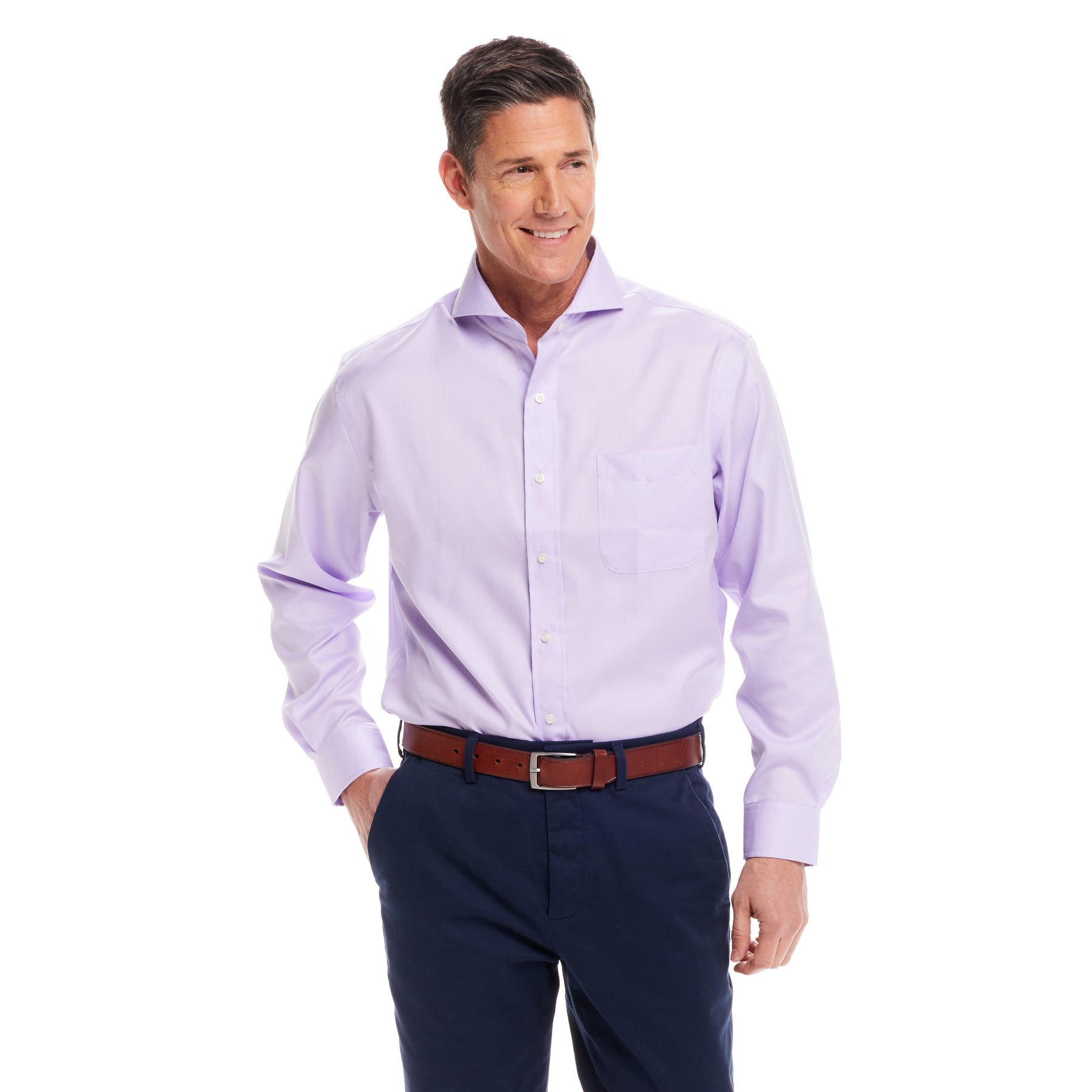 Long Sleeve Lavender 'Bryant' Shirt with Magnetic Closures