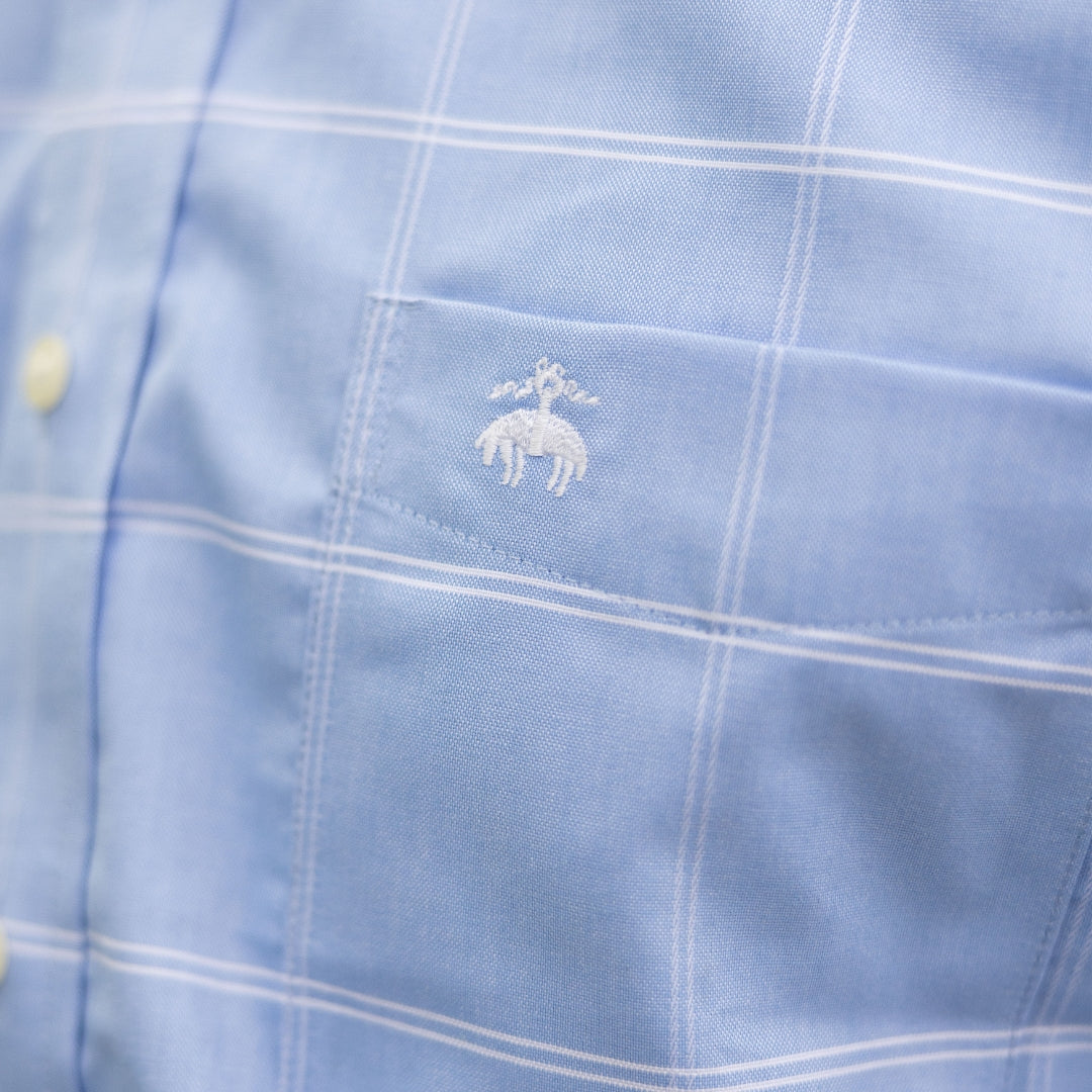Brooks Brothers  X MagnaReady Stretch Long Sleeve Blue Plaid Button-Down Collar with Magnetic Closures