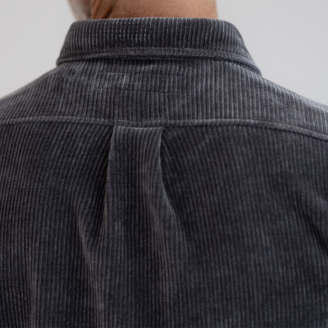 Adaptive Blackened Pearl Corduroy Shirt with Magnetic Closures and Pockets