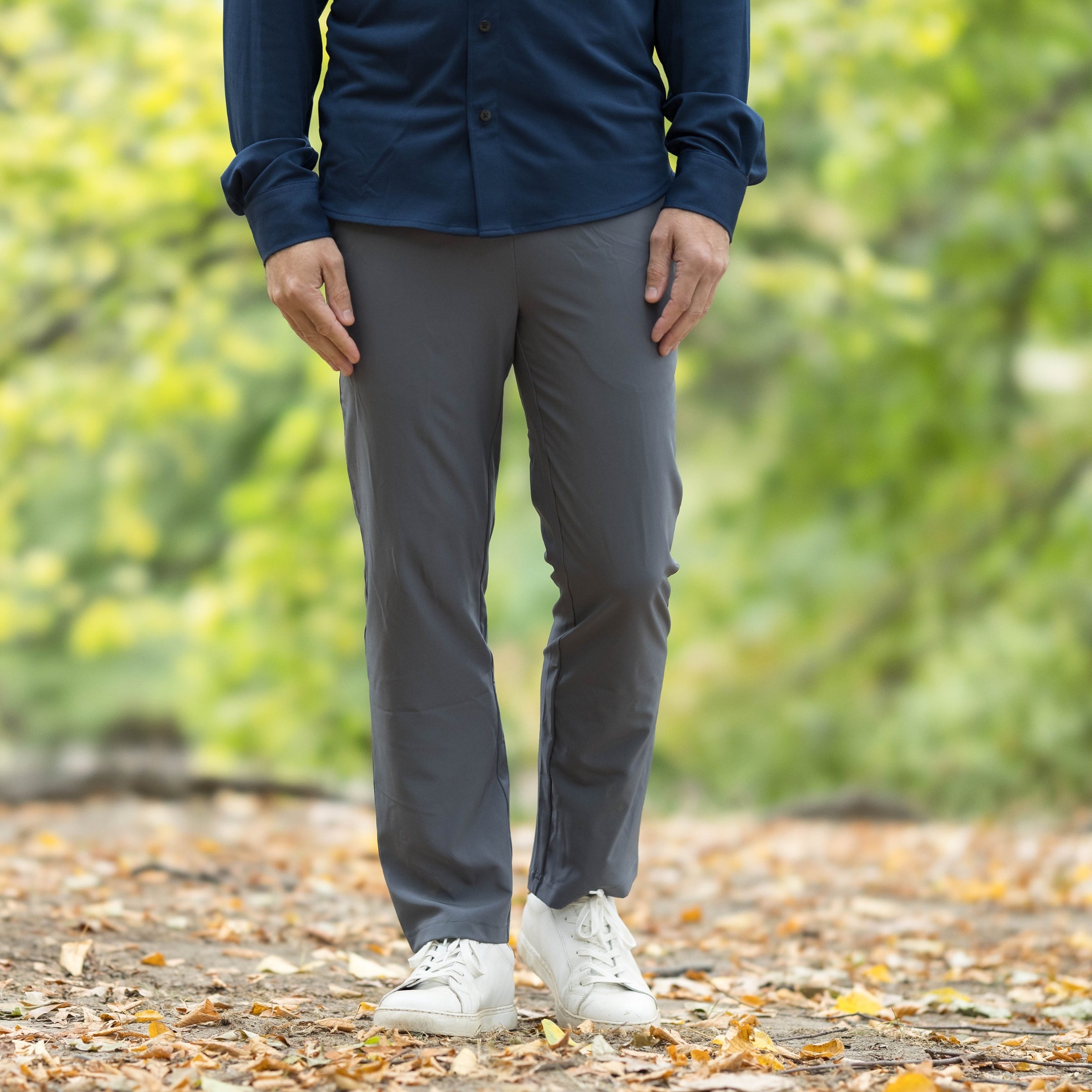 New! Men's Elastic Waist Adaptive Track Pants in Charcoal Grey