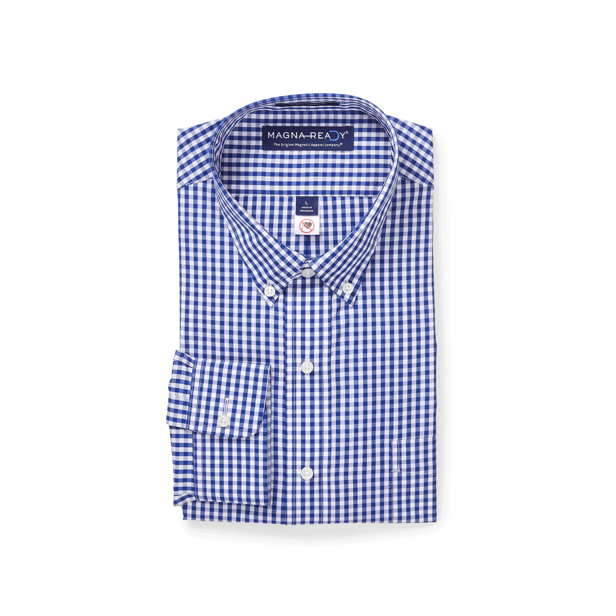 Silverts SV40000 Magnetic Buttons Dress Shirt For Men-Arthritis-Multi Blue  Check-Extra Large