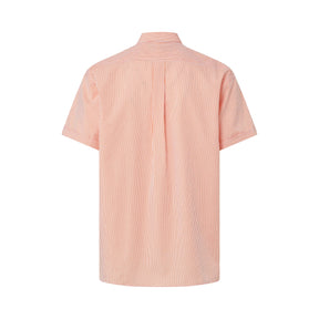 Short Sleeve Orange and White Gingham Cotton ‘Heights’ Shirt with Magnetic Closures