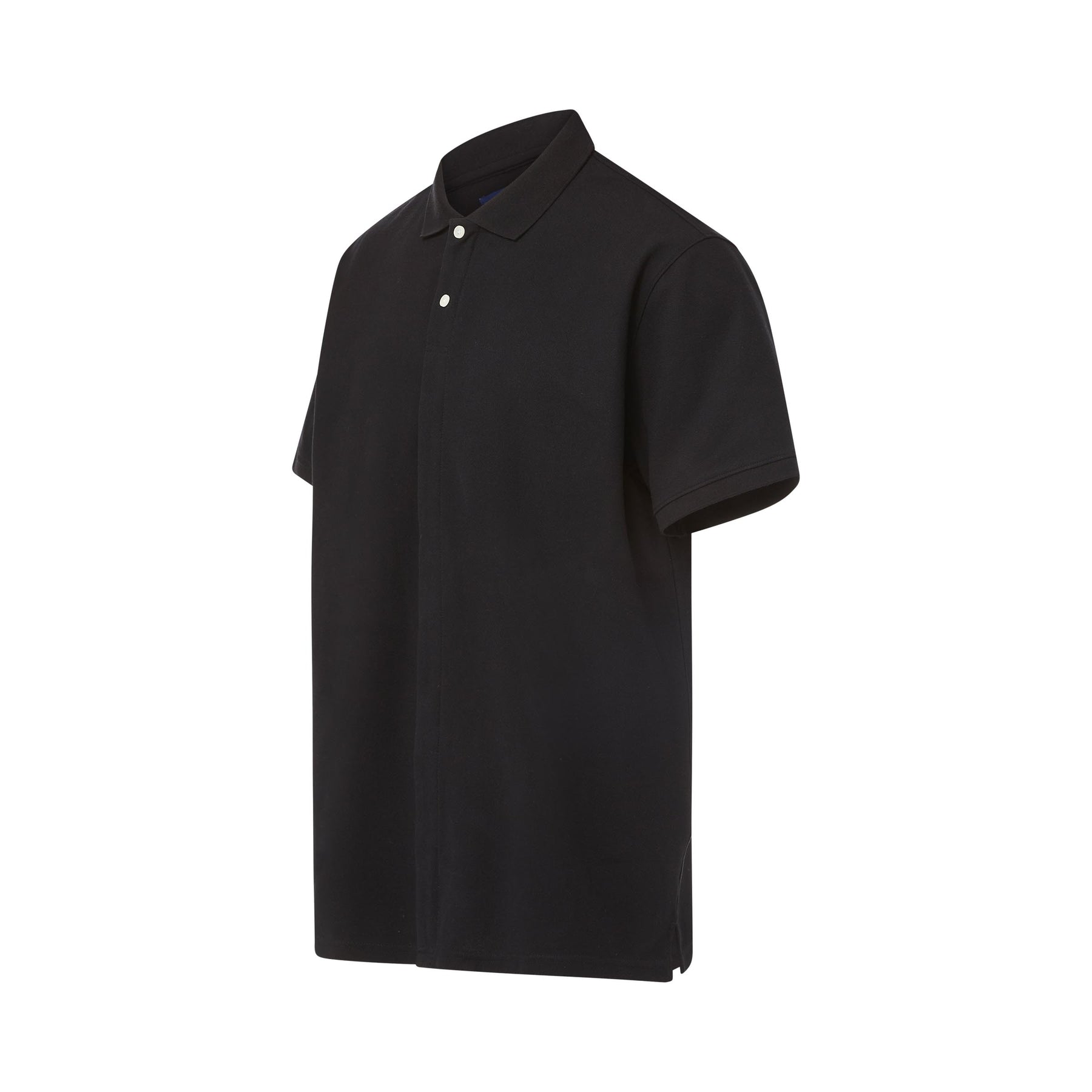 Black Pique Knit Short Sleeve Polo with Magnetic Closures