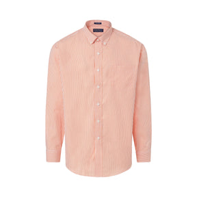 Long Sleeve Orange and White Classic Button Down Collar Plaid Shirt with Magnetic Closures