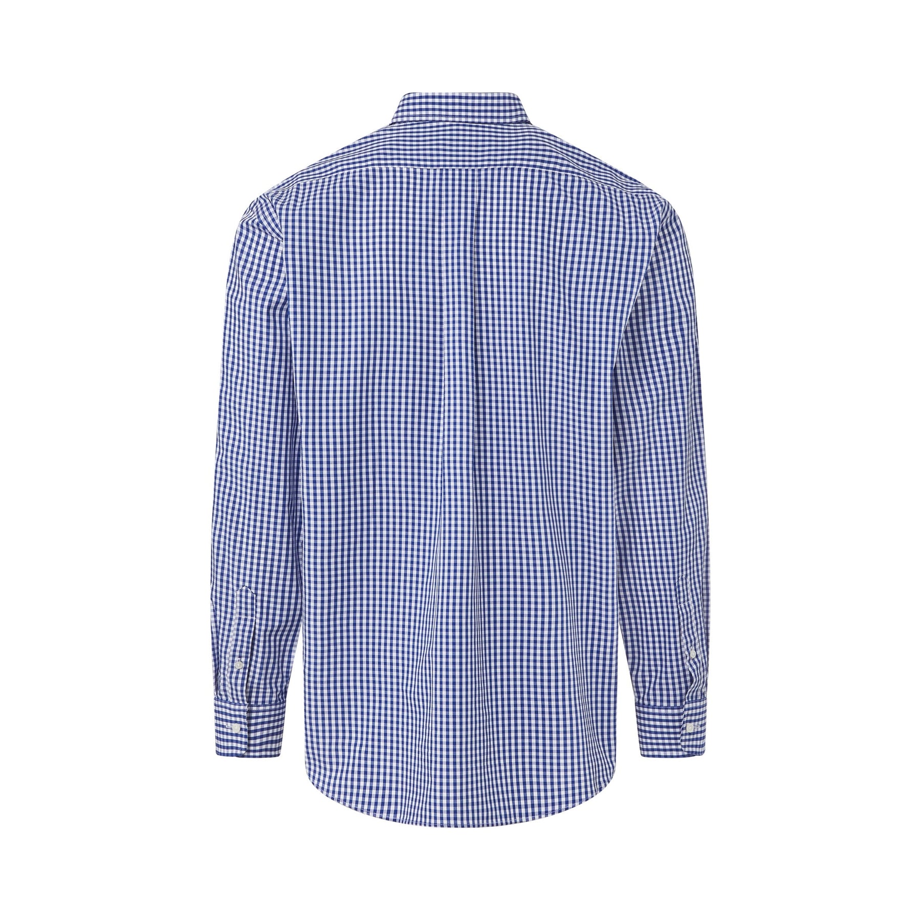 Long Sleeve Navy and White Classic Button Down Collar Plaid Shirt with Magnetic Closures