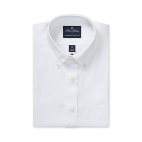 Brooks Brothers X MagnaReady Stretch Long Sleeve White  Polo Button-Down Collar with Magnetic Closure