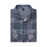 Long Sleeve Blue Flannel Shirt Combo Layering Piece with Magnetic Closures