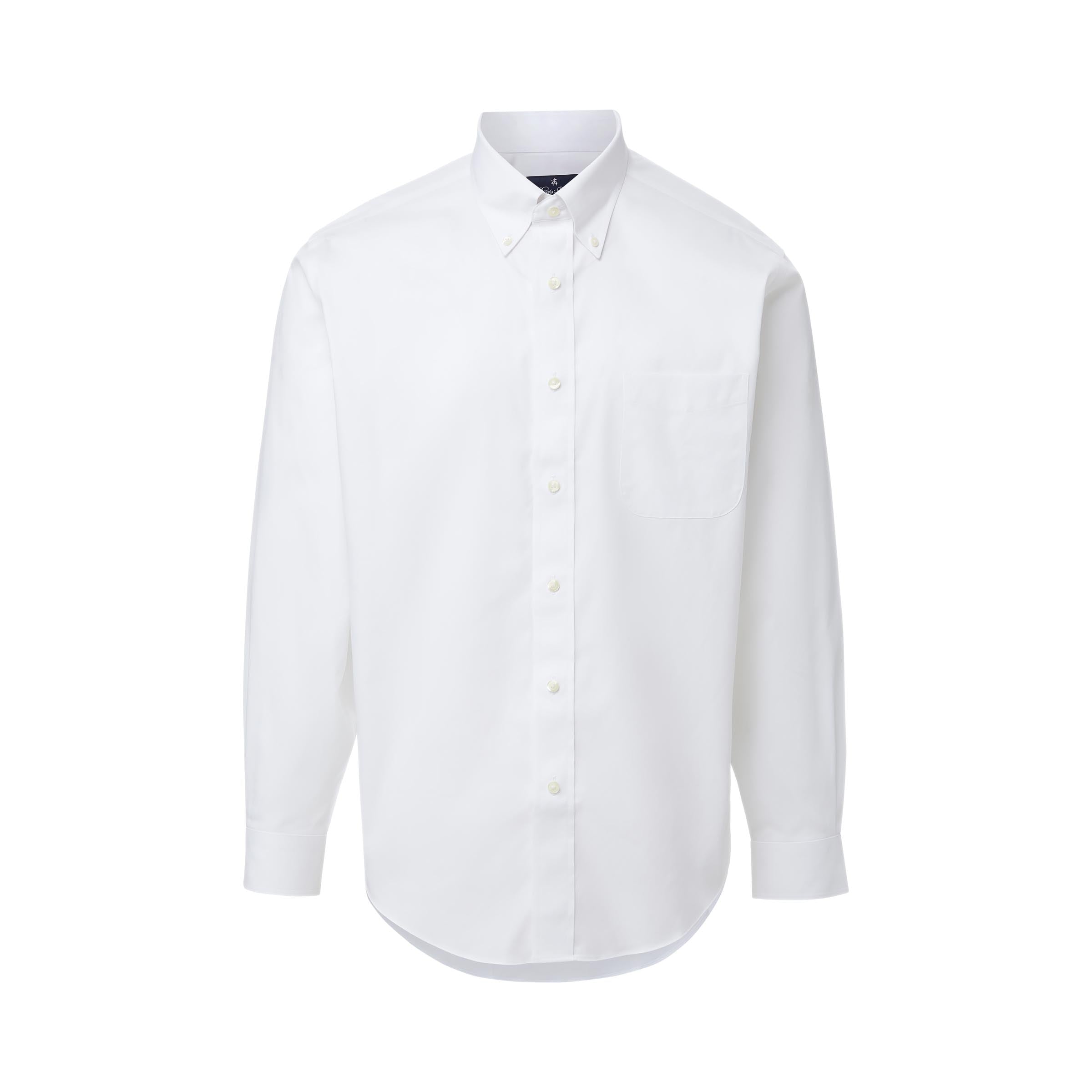 Brooks Brothers  X MagnaReady Stretch Long Sleeve White  Polo Button-Down Collar with Magnetic Closures