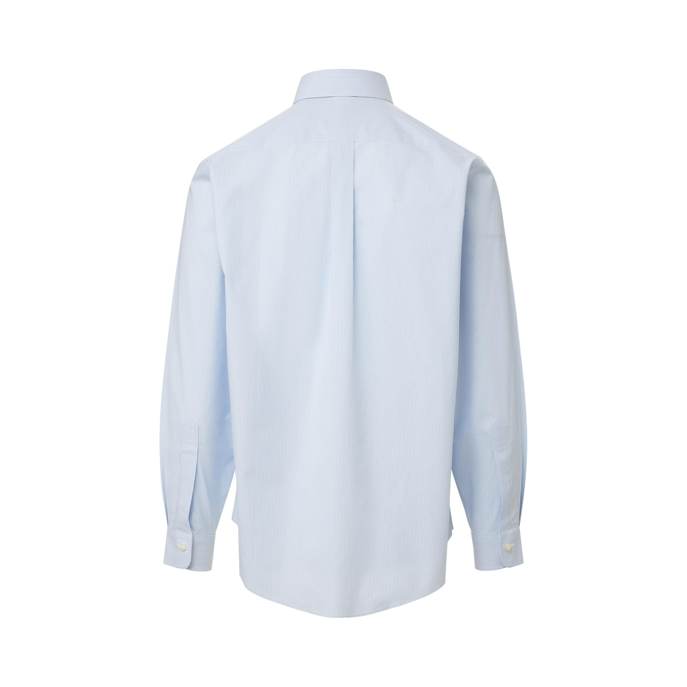 Brooks Brothers  X MagnaReady Stretch Long Sleeve Blue and White Stripe Polo Button-Down Collar with Magnetic Closures