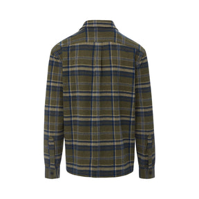 Long Sleeve Olive Plaid Flannel Shirt Combo Layering Piece with Magnetic Closures