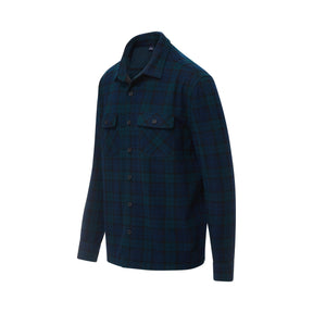 Long Sleeve Navy Black Watch Plaid  Flannel Shirt Combo Layering Piece with Magnetic Closures