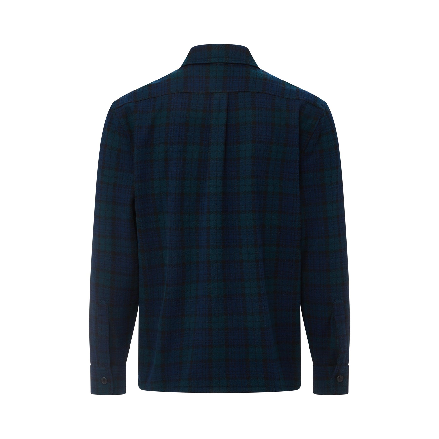 Long Sleeve Navy Black Watch Plaid  Flannel Shirt Combo Layering Piece with Magnetic Closures