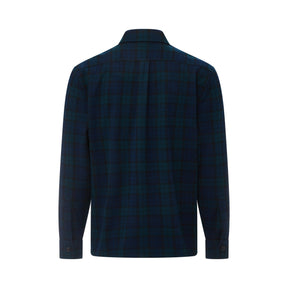 Long Sleeve Navy Black Watch Plaid  Flannel Shirt Combo Layering Piece with Magnetic Closures