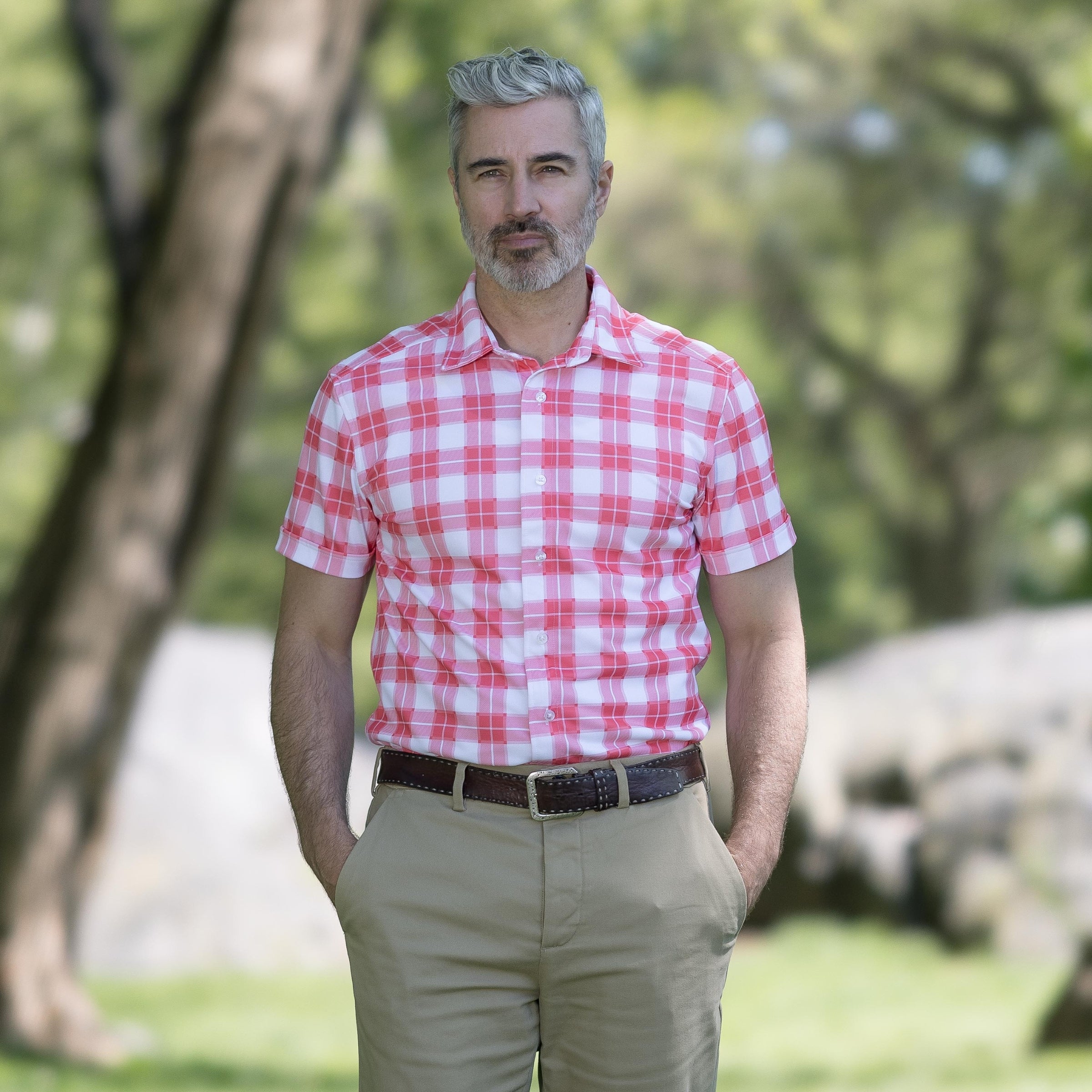 Red checkered polo online