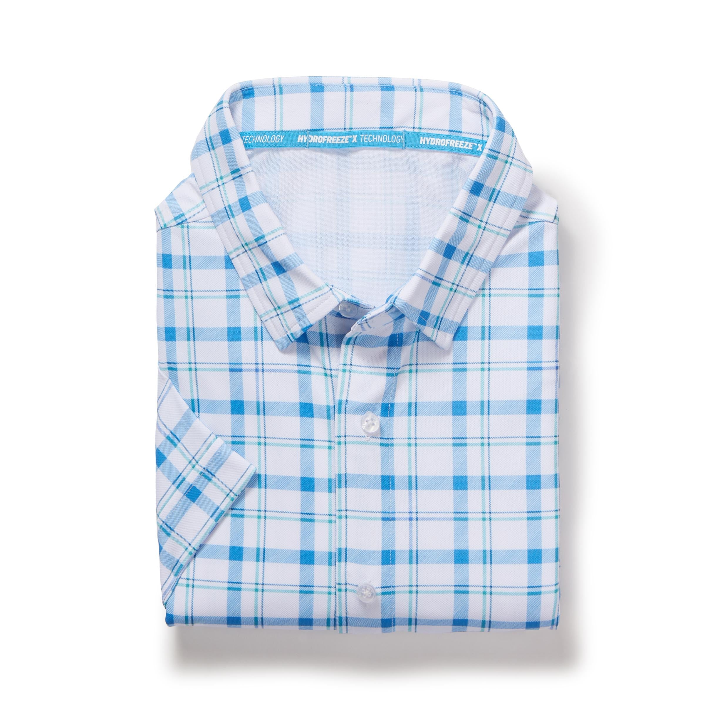 NEW MagnaReady x Arctic Cooling Pique Polo Short Sleeves in Blue Plaid