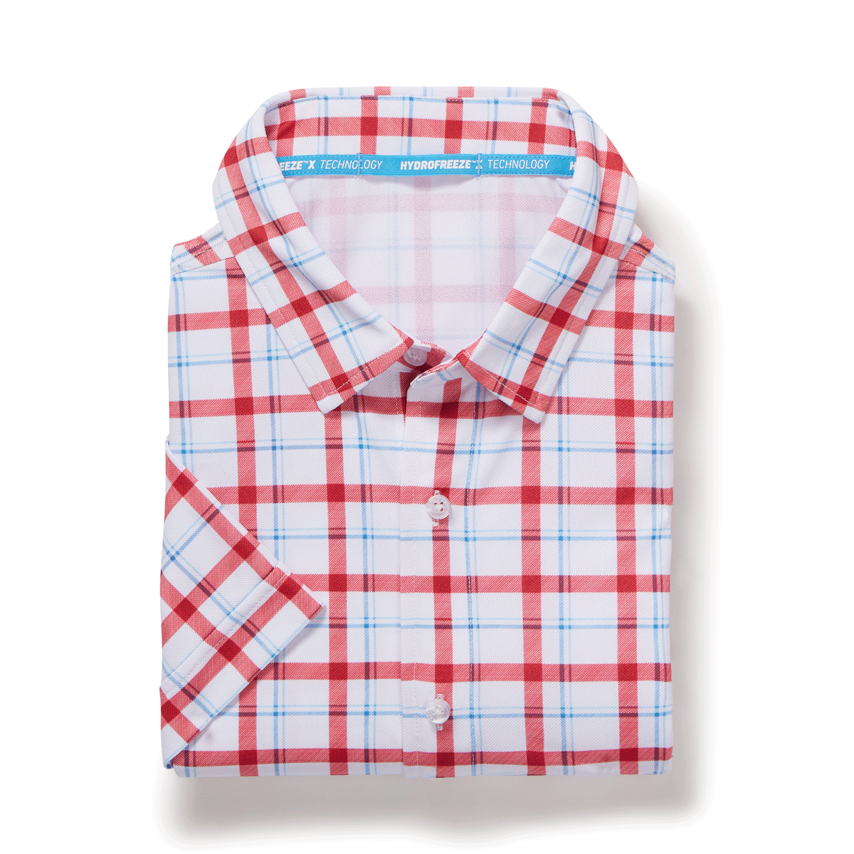 MagnaReady x Arctic Cooling Magnetic Front Polo Short Sleeves in Red Plaid