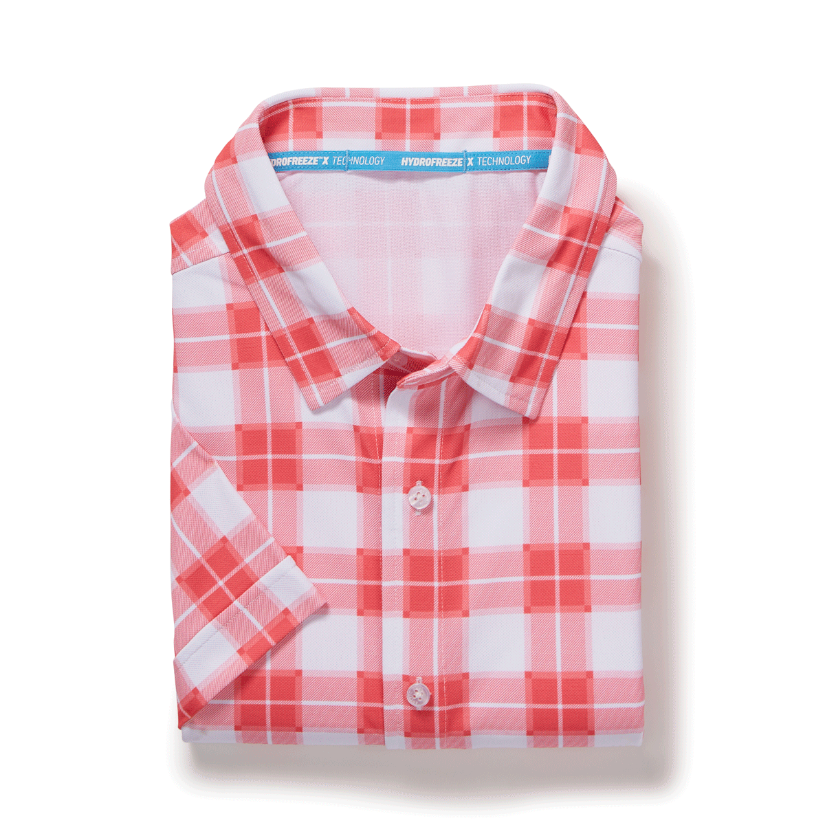 MagnaReady x Arctic Cooling Magnetic Front Polo Short Sleeves in Red Gingham