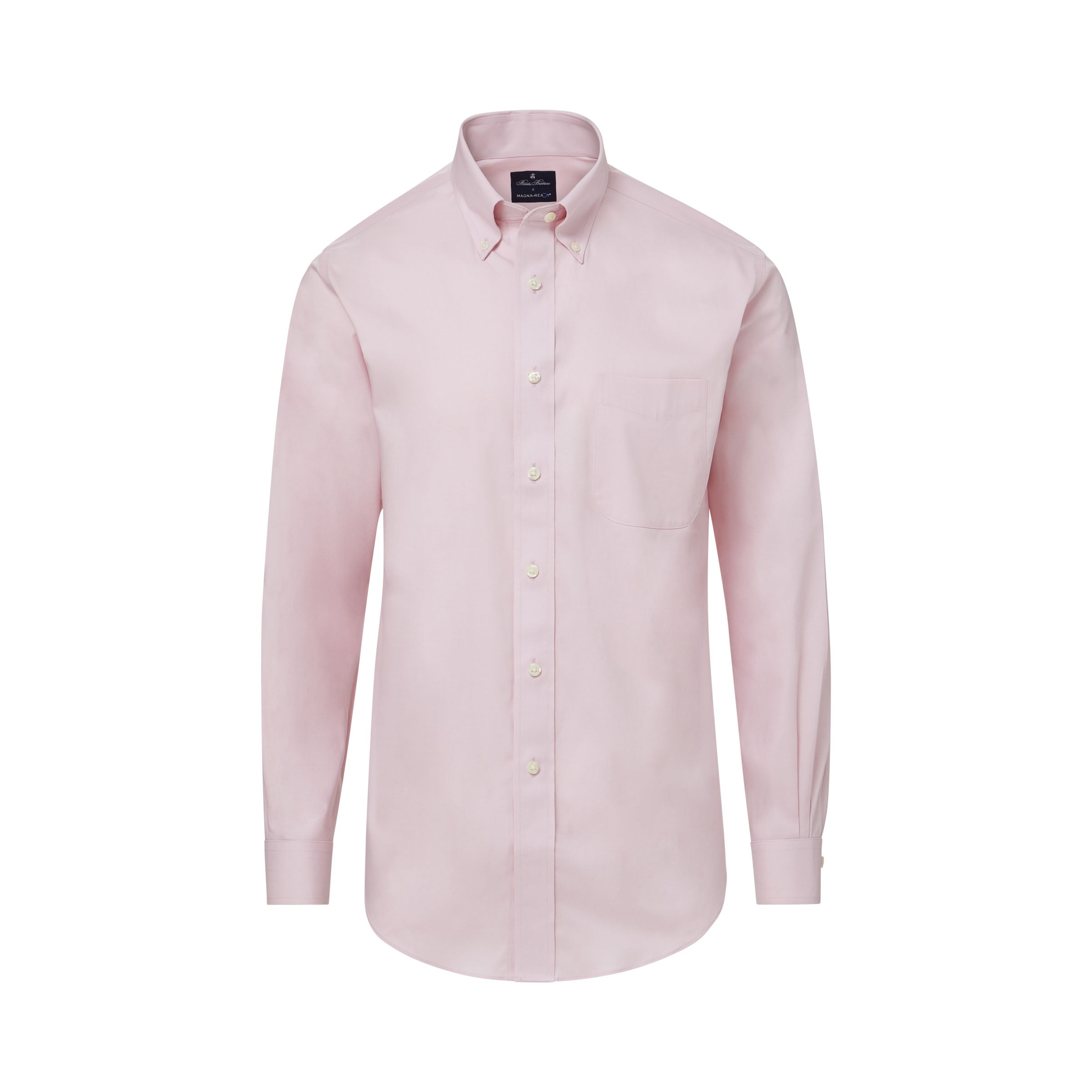 Brooks Brothers  X MagnaReady Stretch Long Sleeve Pink Polo Button-Down Collar with Magnetic Closures