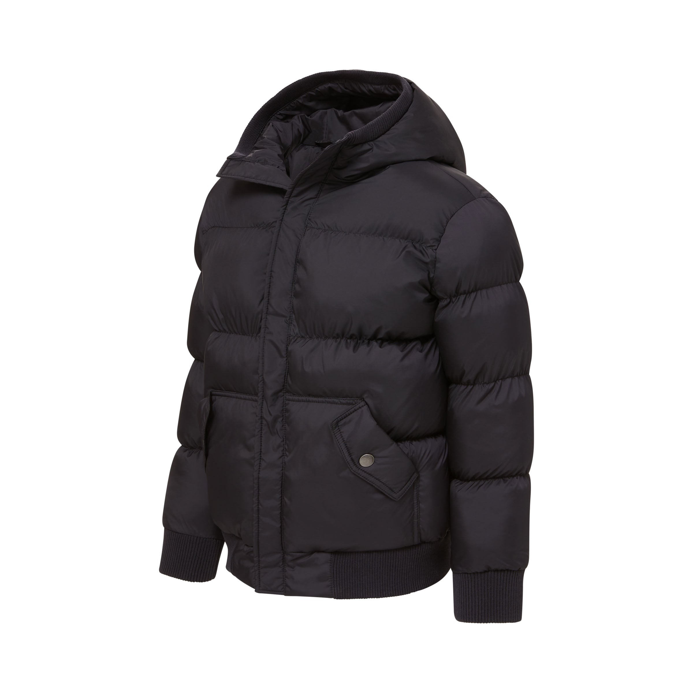 MagnaMini Kids Magnetic Front Water-Resistant Puffer Coat with Hood in Black