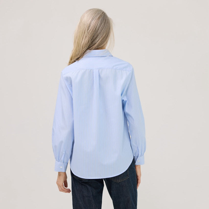 Women’s Magnetic Closure Classic Blue and White Stripe Blouse | MagnaReady - view 5