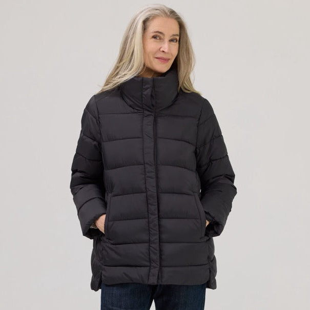 Weatherproof x MagnaReady Women's Magnetic Front Puffer Jacket Coat in Black