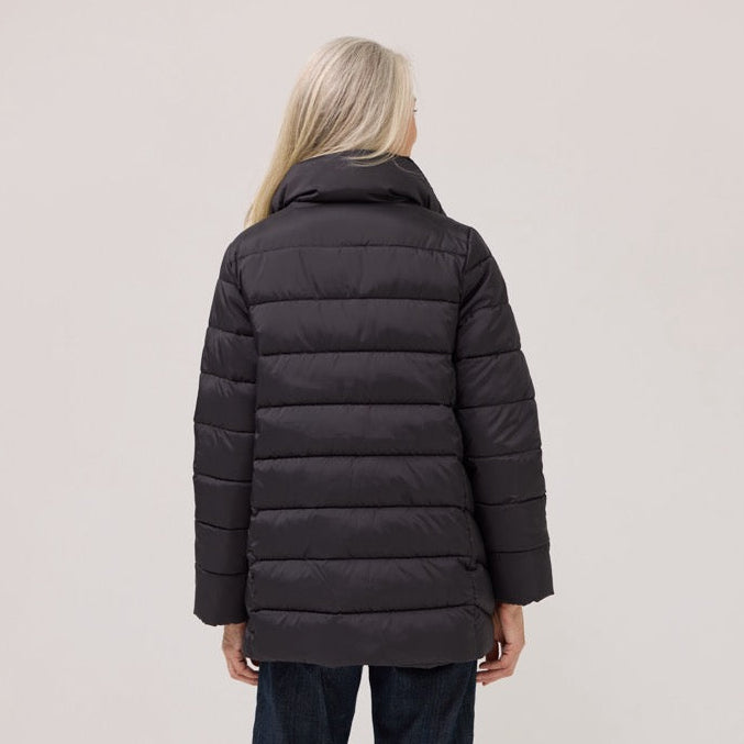Weatherproof x MagnaReady Women's Magnetic Front Puffer Jacket Coat in Black