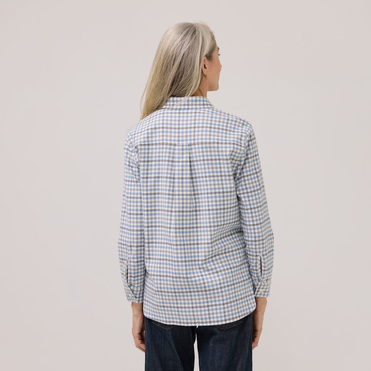 Women’s Adaptive Blue Grey Check Flannel Shirt with Magnetic Closures