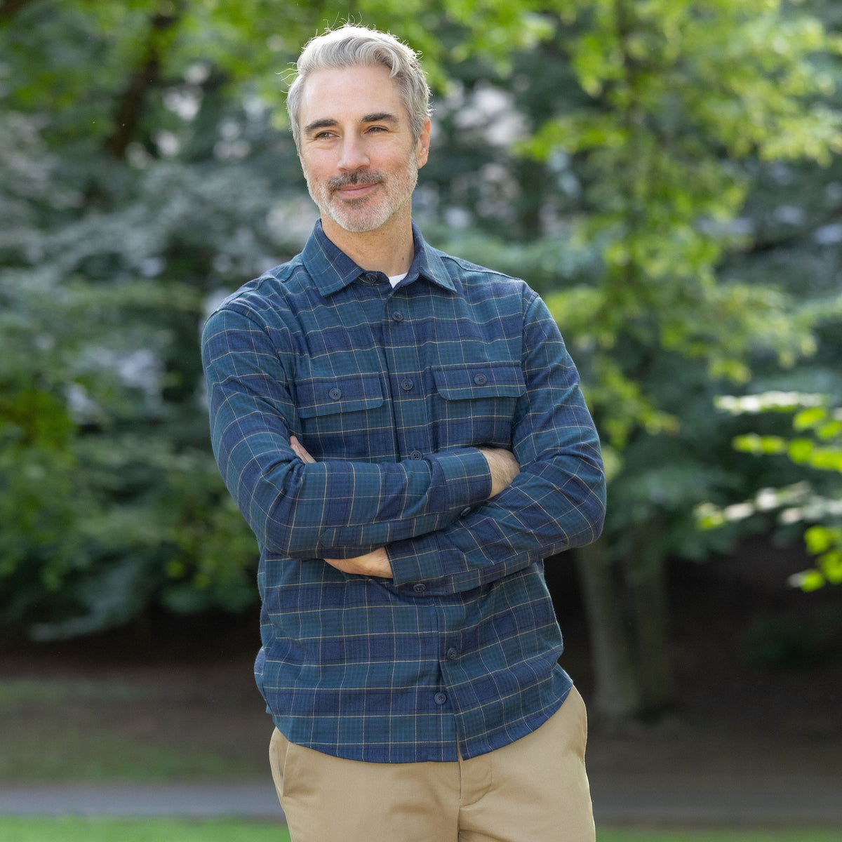 Adaptive Teal Green Plaid Flannel Shirt with Magnetic Closures