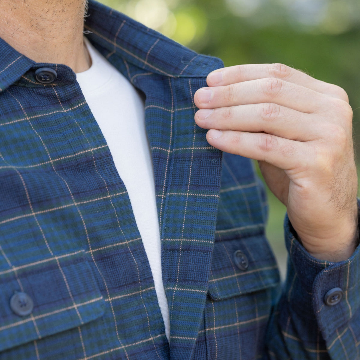 Adaptive Teal Green Plaid Flannel Shirt with Magnetic Closures