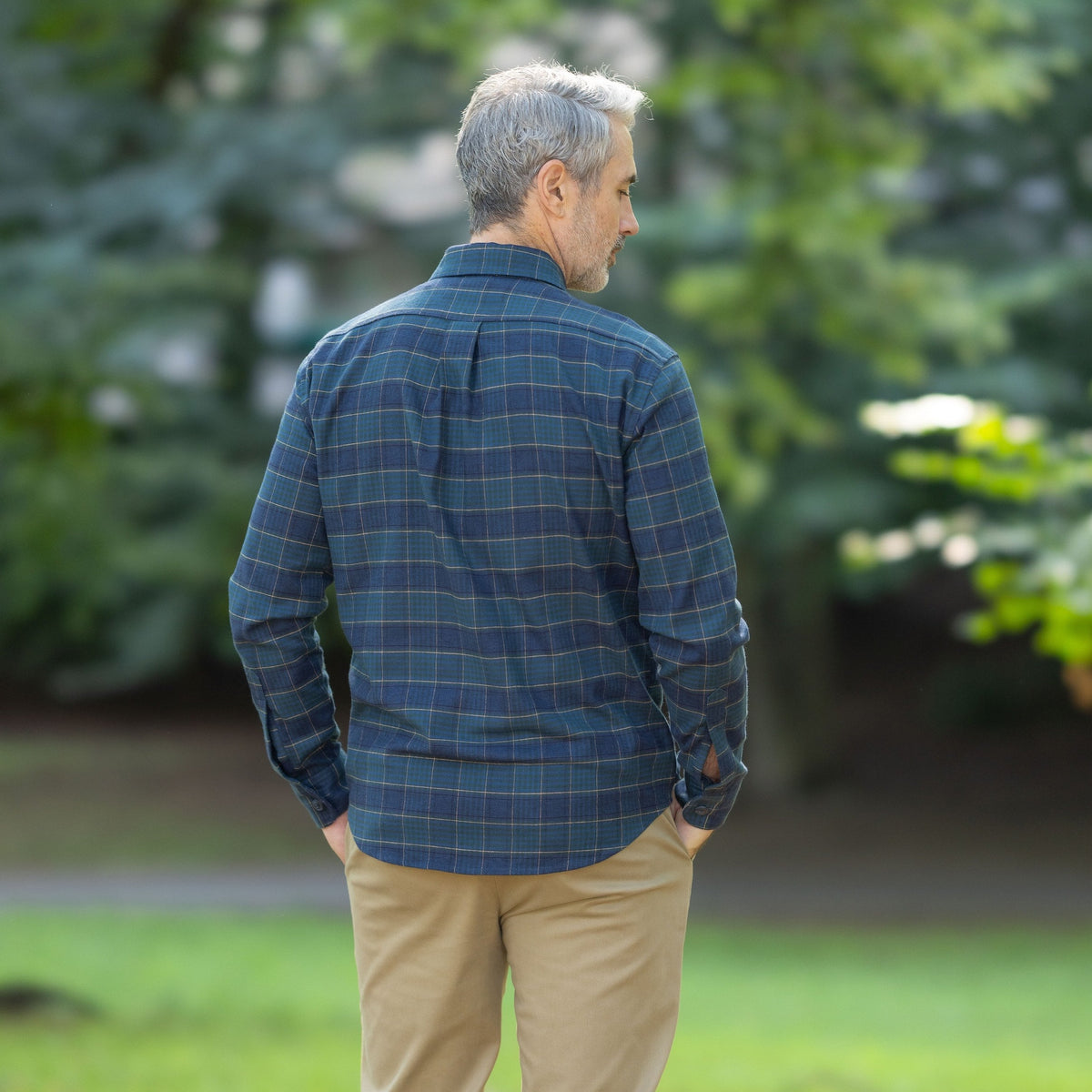 Adaptive Teal Green Plaid Flannel Shirt with Magnetic Closures
