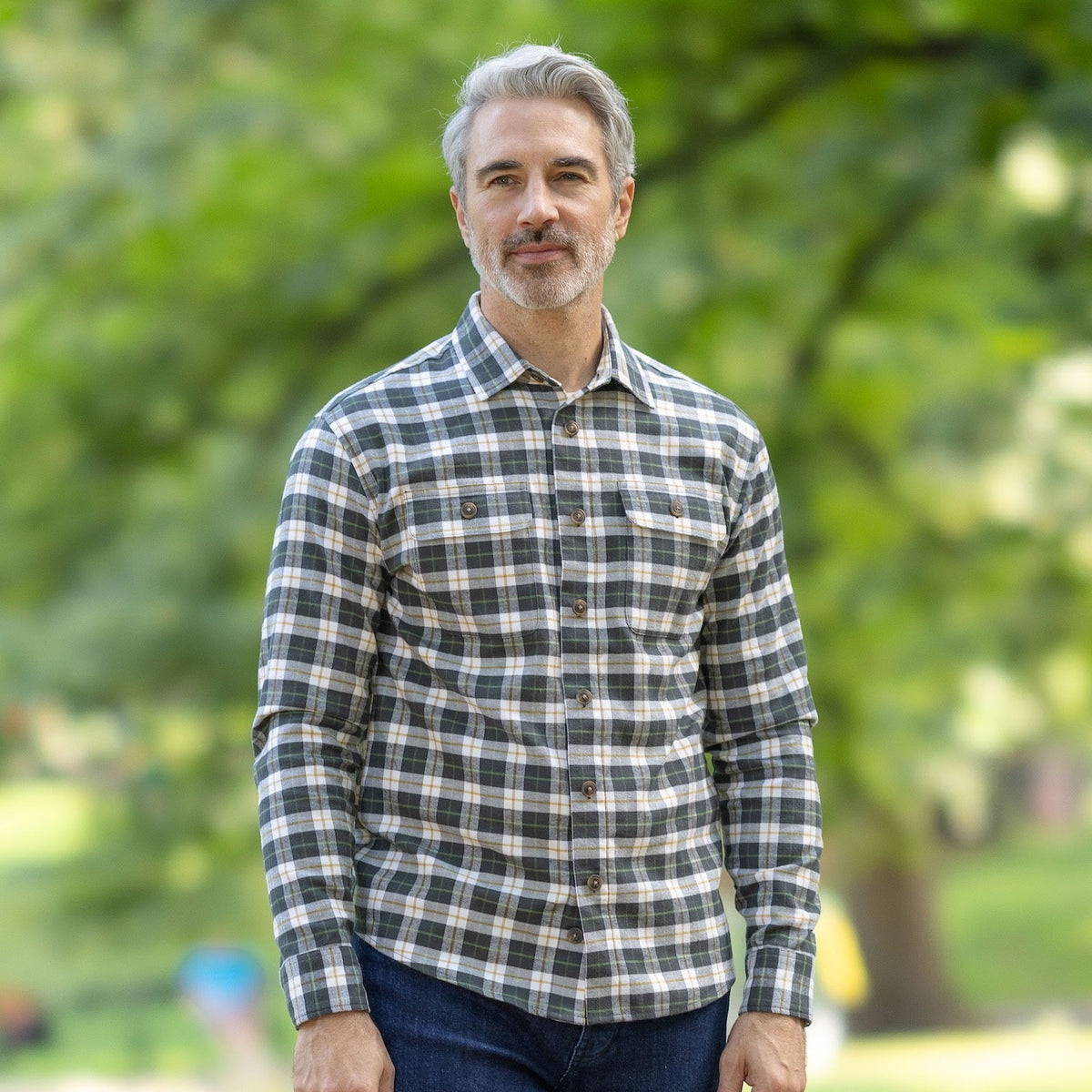 Adaptive Olive Plaid Flannel Shirt with Magnetic Closures