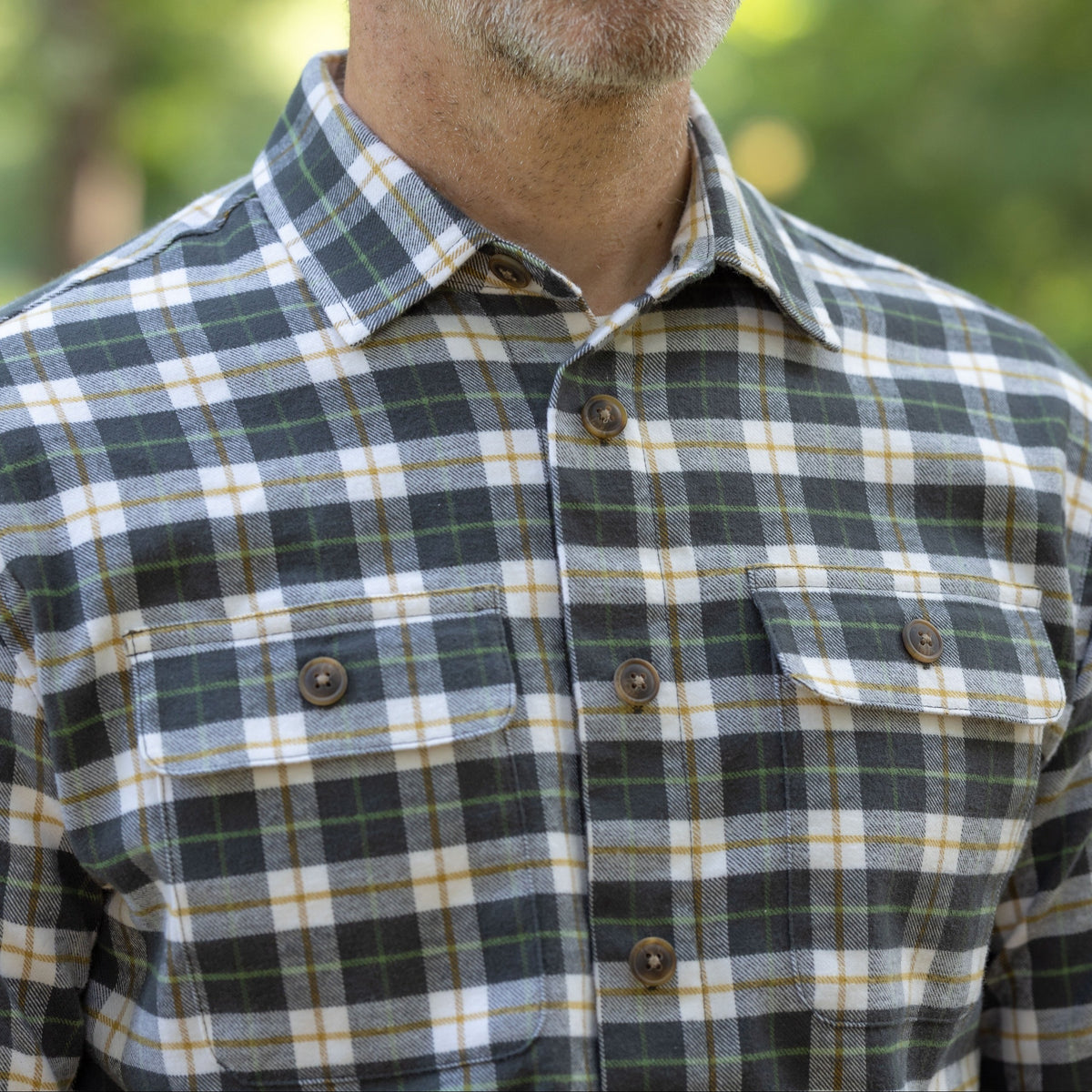 Adaptive Olive Plaid Flannel Shirt with Magnetic Closures