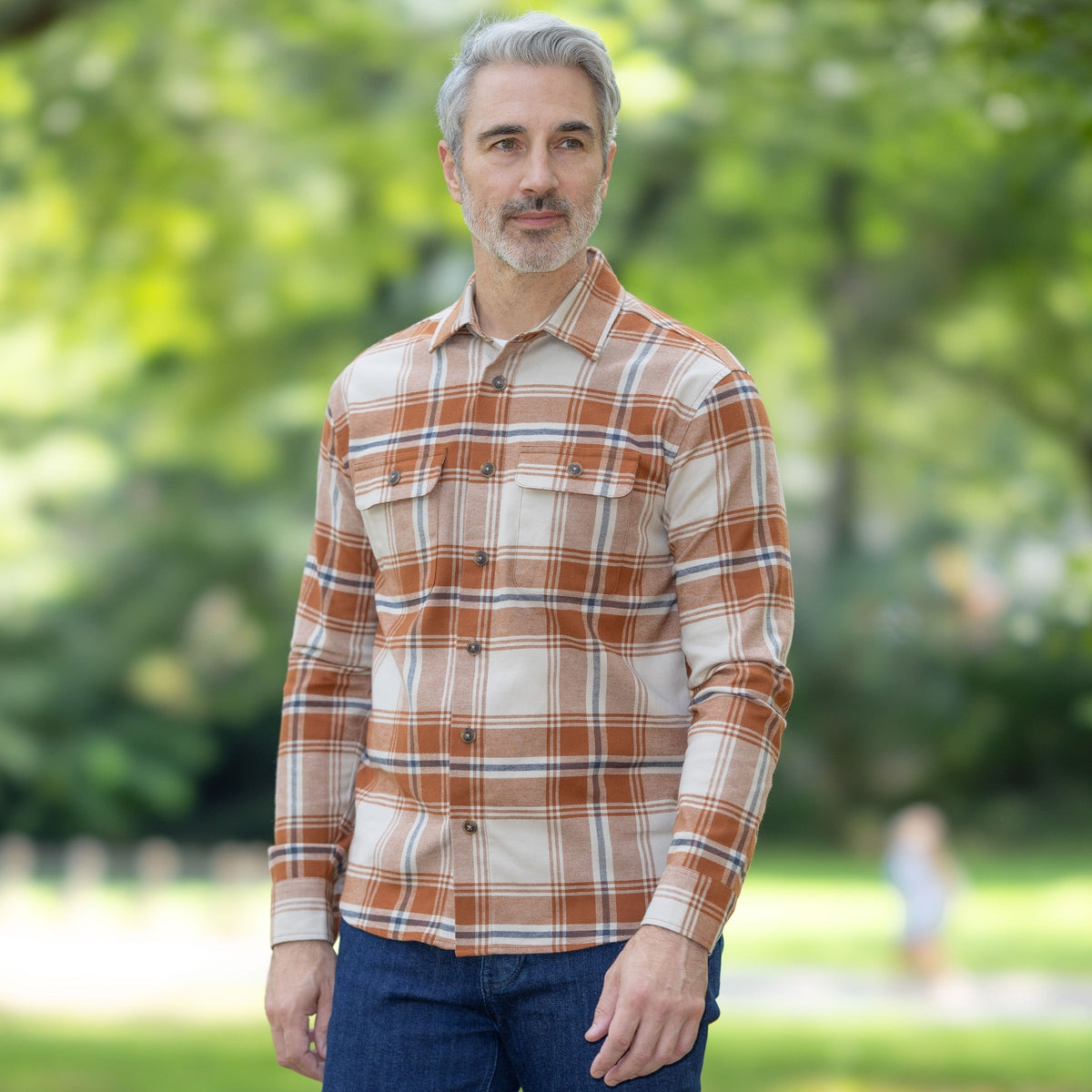 Adaptive Brown Plaid Flannel Shirt with Magnetic Closures