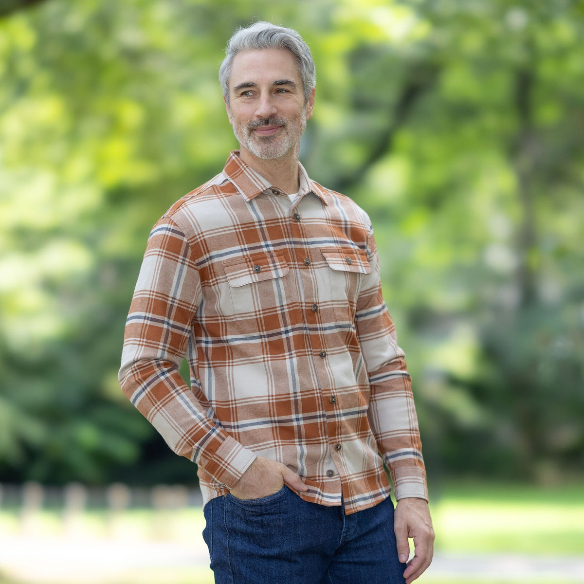 Adaptive Brown Plaid Flannel Shirt with Magnetic Closures