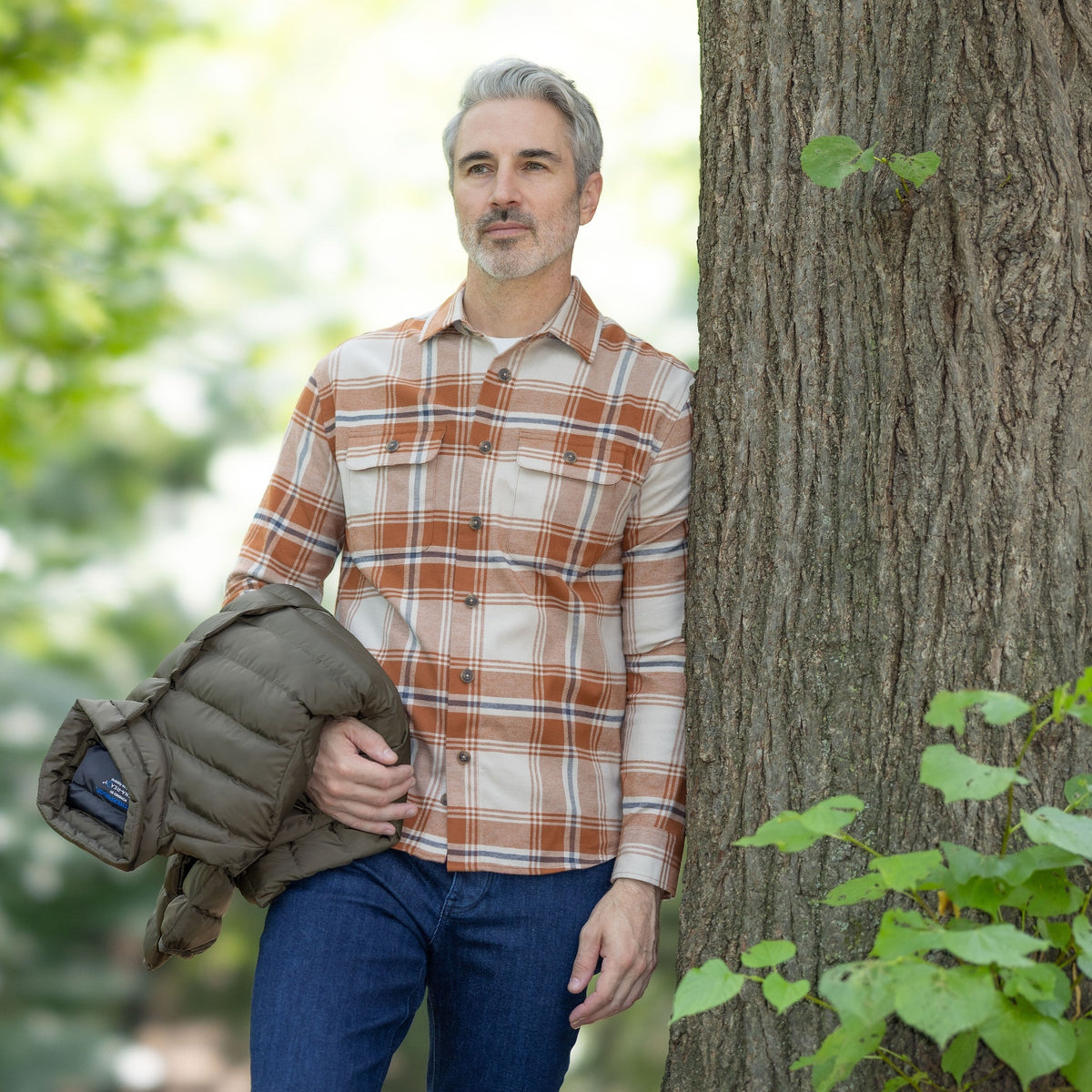 Adaptive Brown Plaid Flannel Shirt with Magnetic Closures