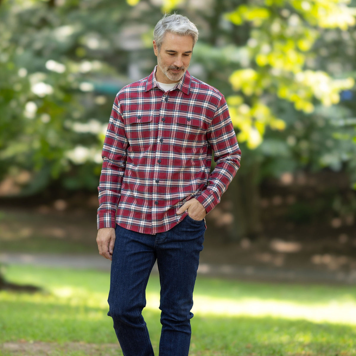 Adaptive Red Plaid Flannel Shirt with Magnetic Closures