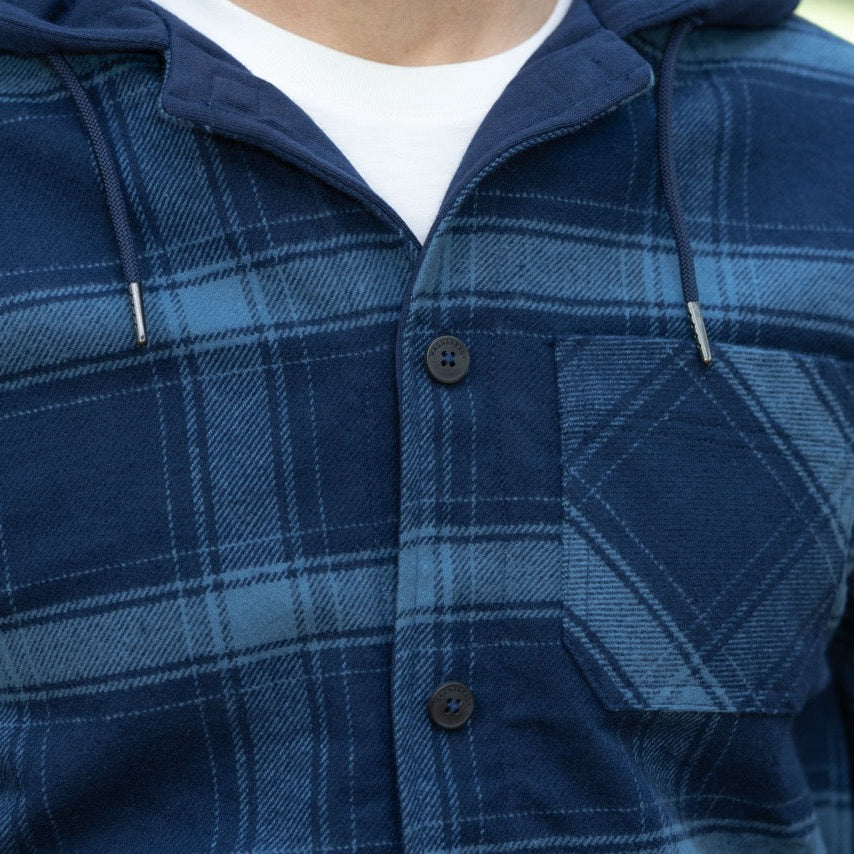 MagnaReady Magnetic Front Hooded Flannel Jacket in Navy | MagnaReady - view 4