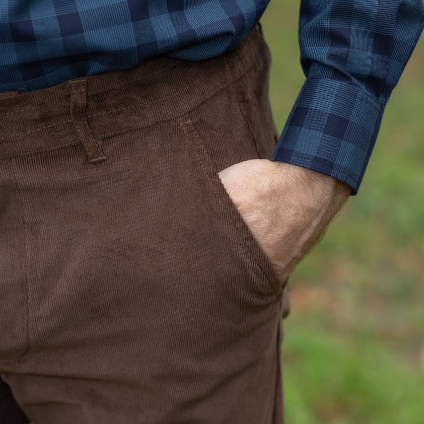 Magnetic Fly Corduroy Pant in Brown | MagnaReady - view 3