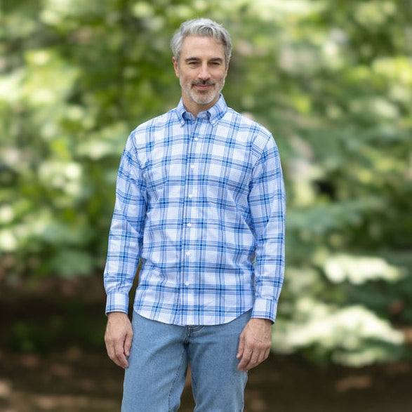Long Sleeve Magnetic Closure Button-Down in Royal Blue | MagnaReady