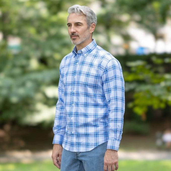 Long Sleeve Magnetic Closure Button-Down in Royal Blue | MagnaReady - view 6