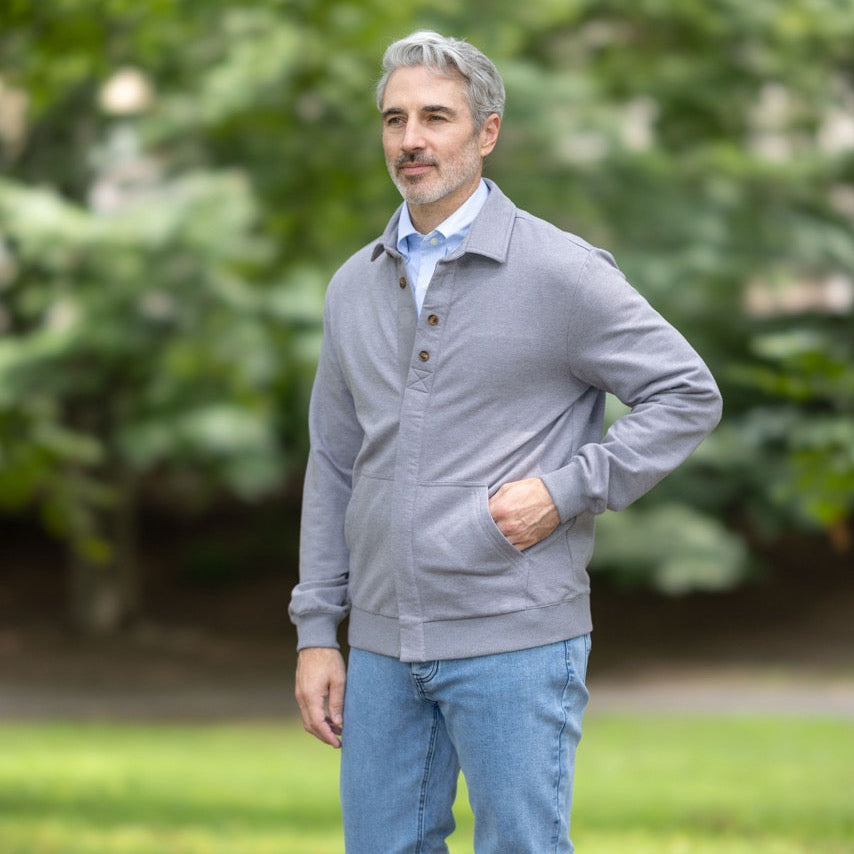 The Adaptive Magnetic Front Sweatshirt in Heathered Grey | MagnaReady - view 9