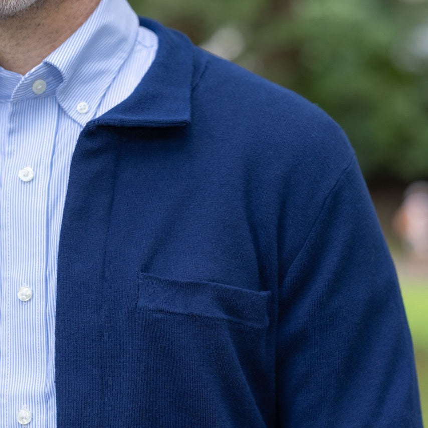 Classic Navy Adaptive Sweater with Magnetic Front Closure and Pocket