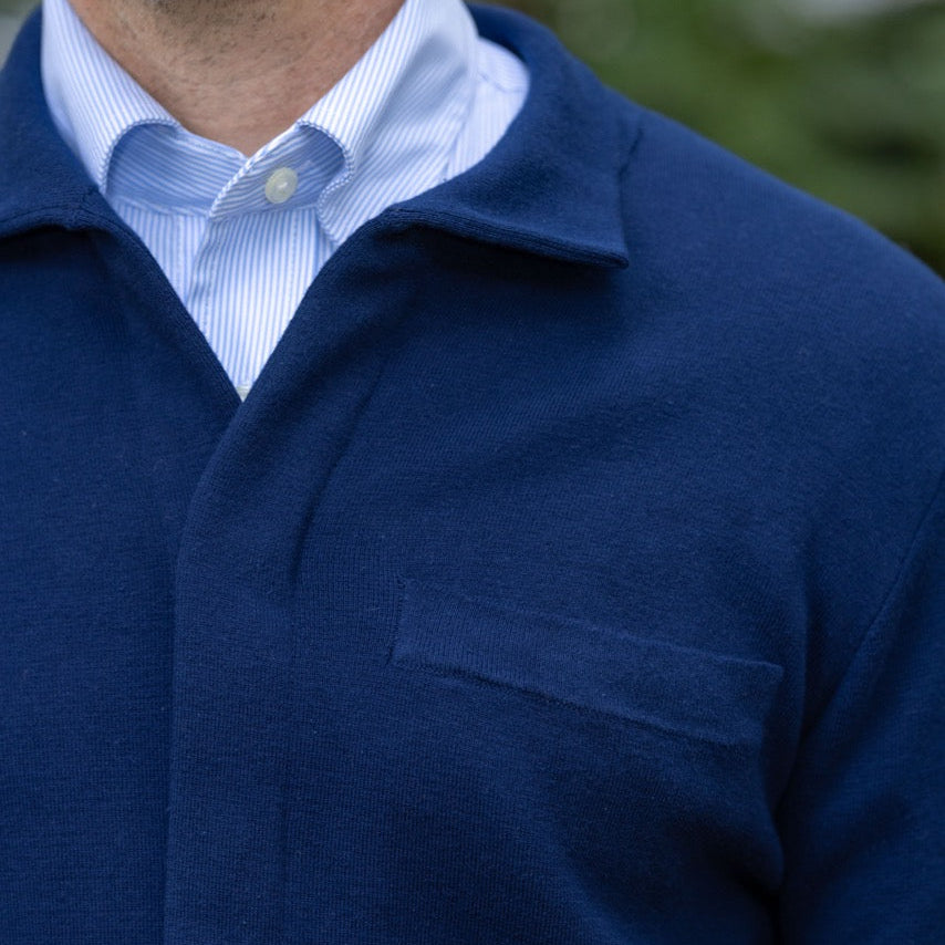 Classic Navy Adaptive Sweater with Magnetic Front Closure and Pocket
