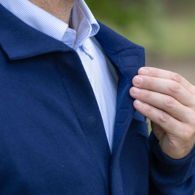 Classic Navy Adaptive Sweater with Magnetic Front Closure and Pocket