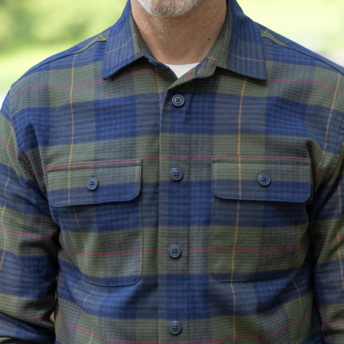 MagnaReady Men’s Magnetic Flannel Shirt – Green/Navy Plaid
