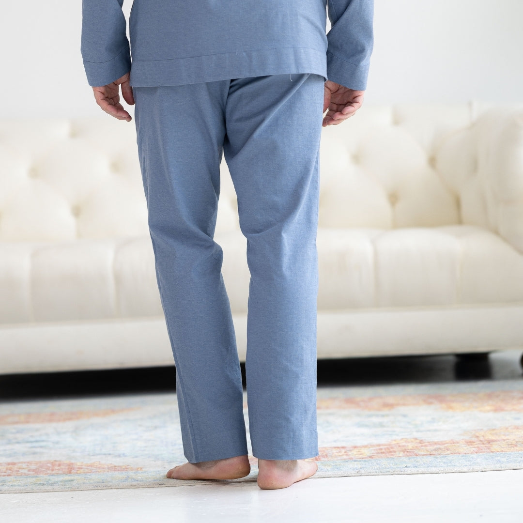 Blue Brushed Flannel Pajama Pant with Magnetic Fly